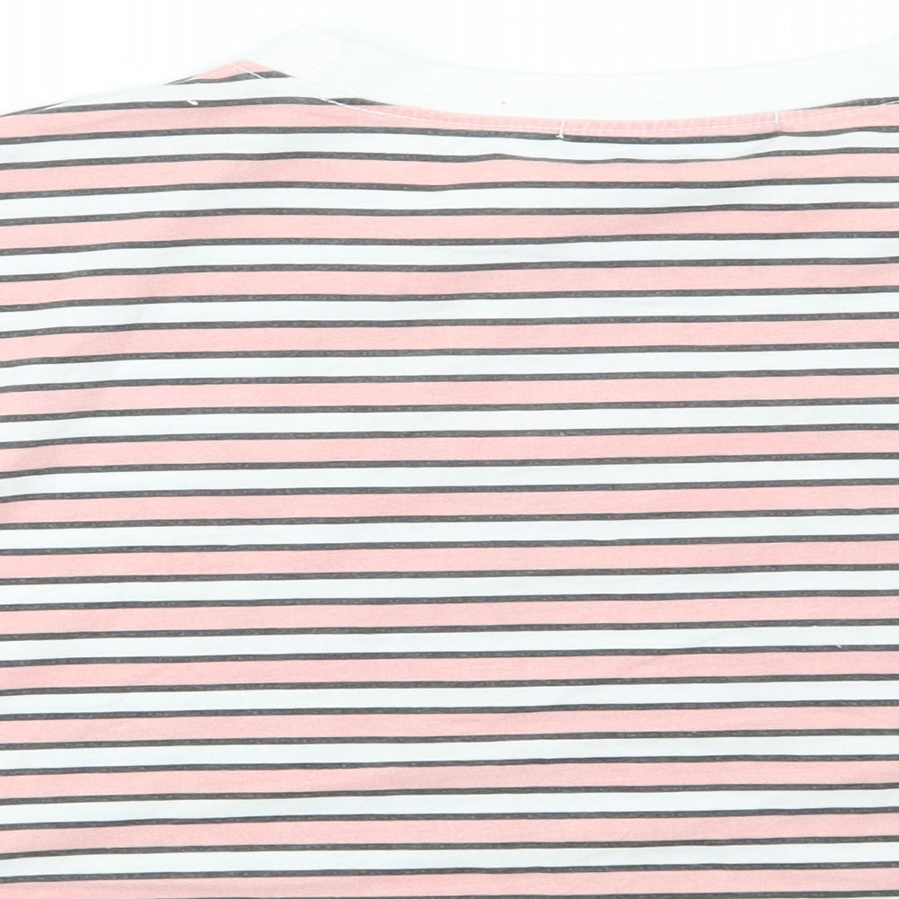 Missguided Womens Pink Striped Cropped T-Shirt Size 8