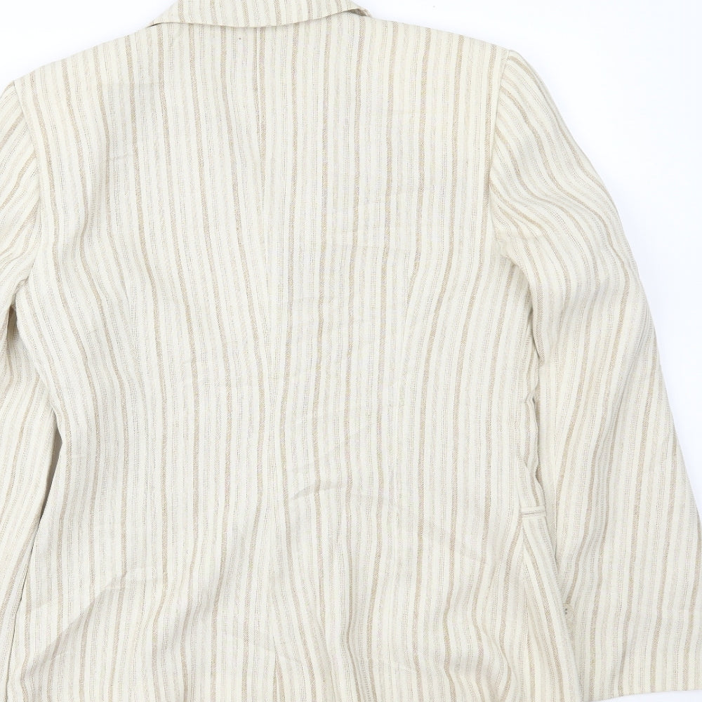Wish Womens Ivory Striped Jacket Blazer Size 12