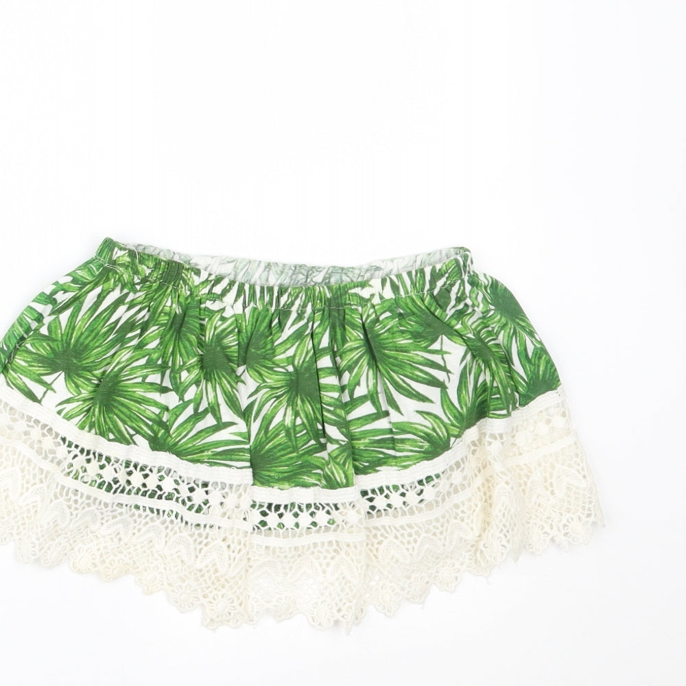 Primark Womens Green Floral Cropped Blouse Size 10