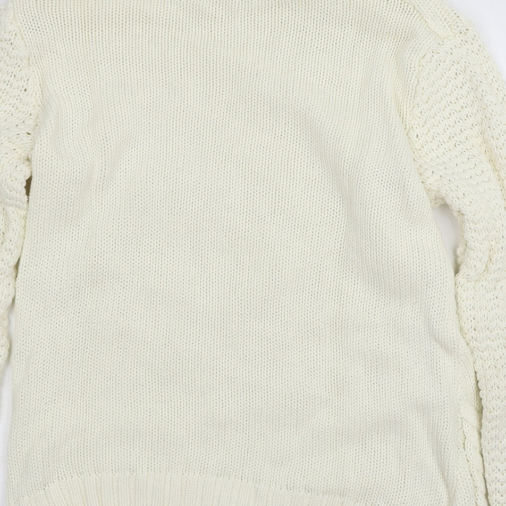 Cotton Trad Womens White Knit Pullover Jumper Size 12