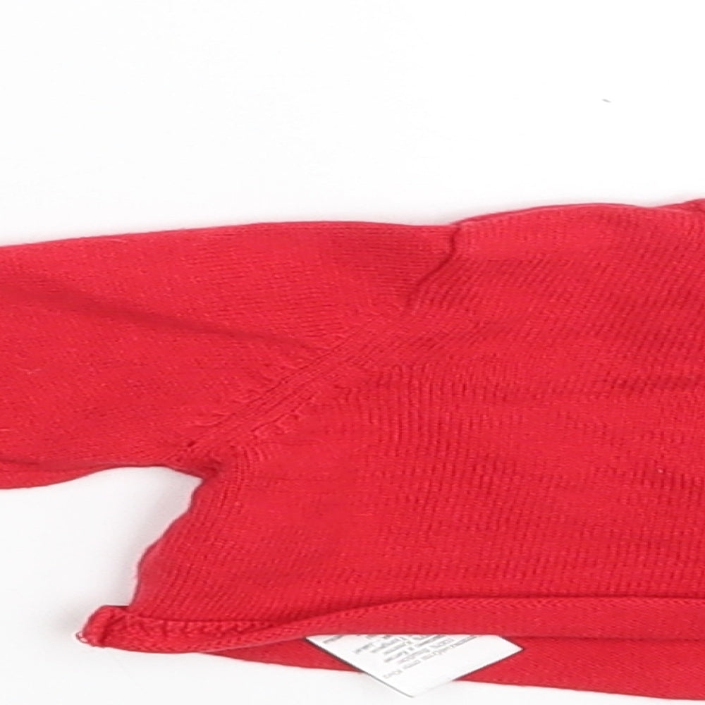 NEXT Girls Red Cardigan Jumper Size 6-9 Months - Collar to hem 6 in