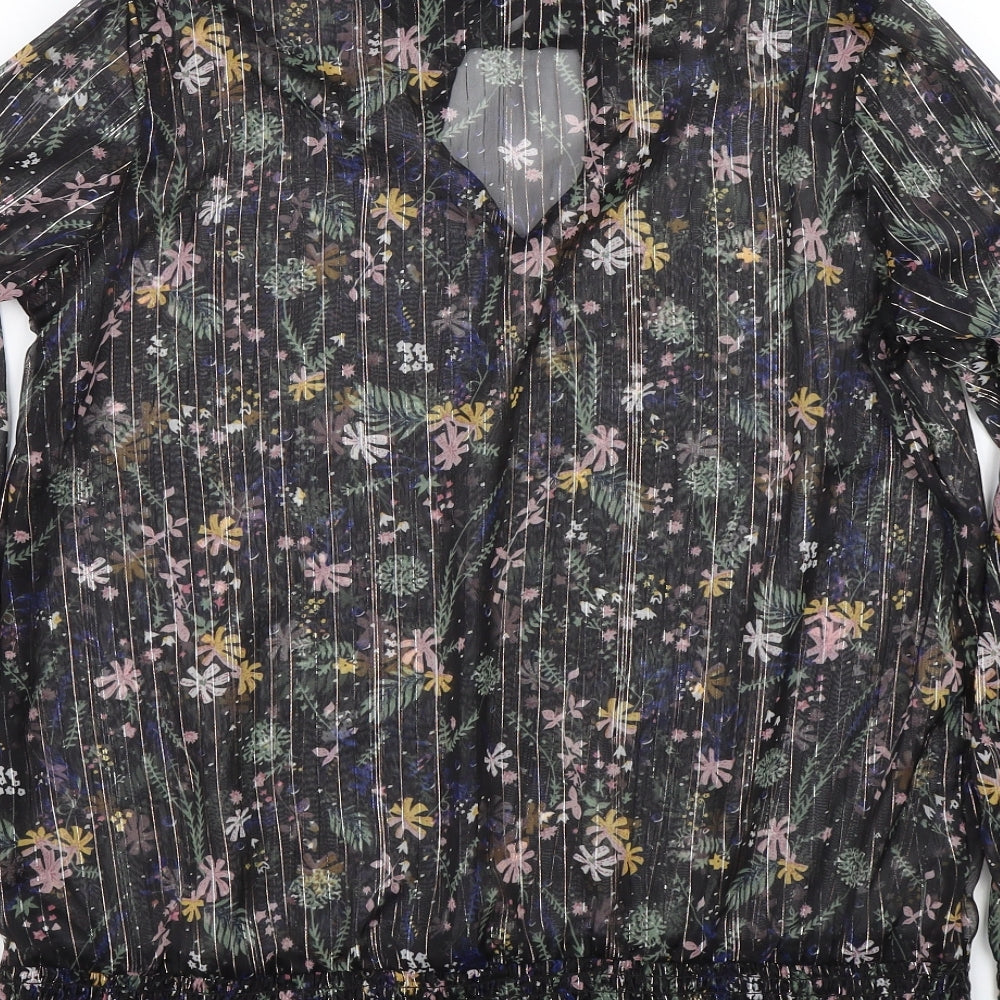 Love & Jeans Womens Black Floral Basic Blouse Size M