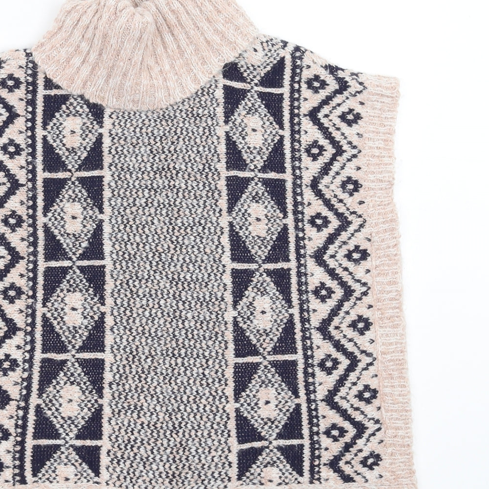 Matalan Girls Pink Geometric Knit Cape Jumper Size 5 Years