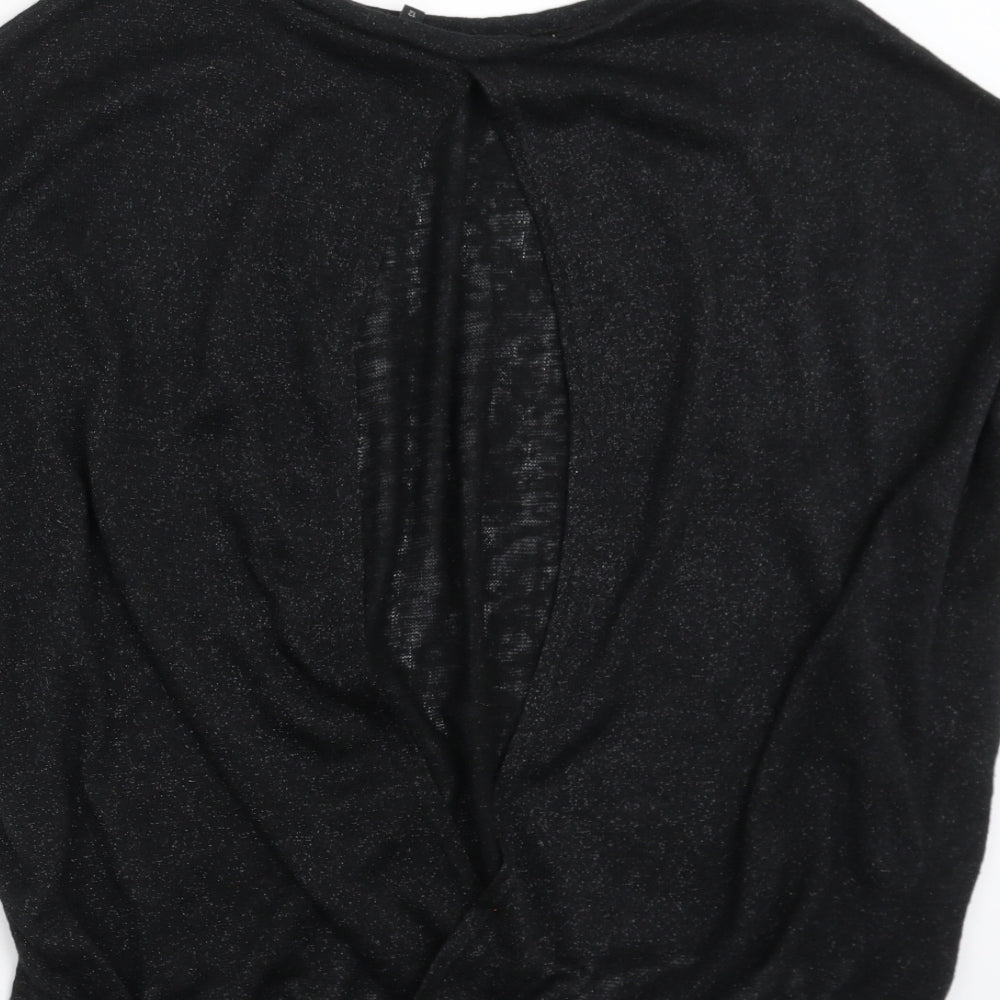 River Island Womens Black Knit Pullover Jumper Size 12 - open back