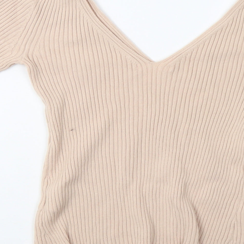 H&M Womens Beige Knit Pullover Sweatshirt Size S
