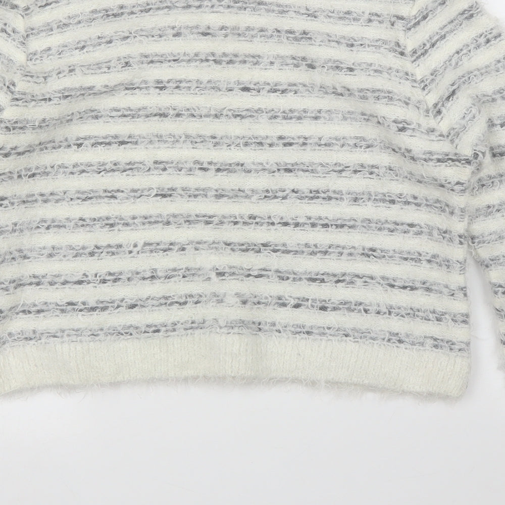 Pout Womens White Striped Pullover Jumper Size M