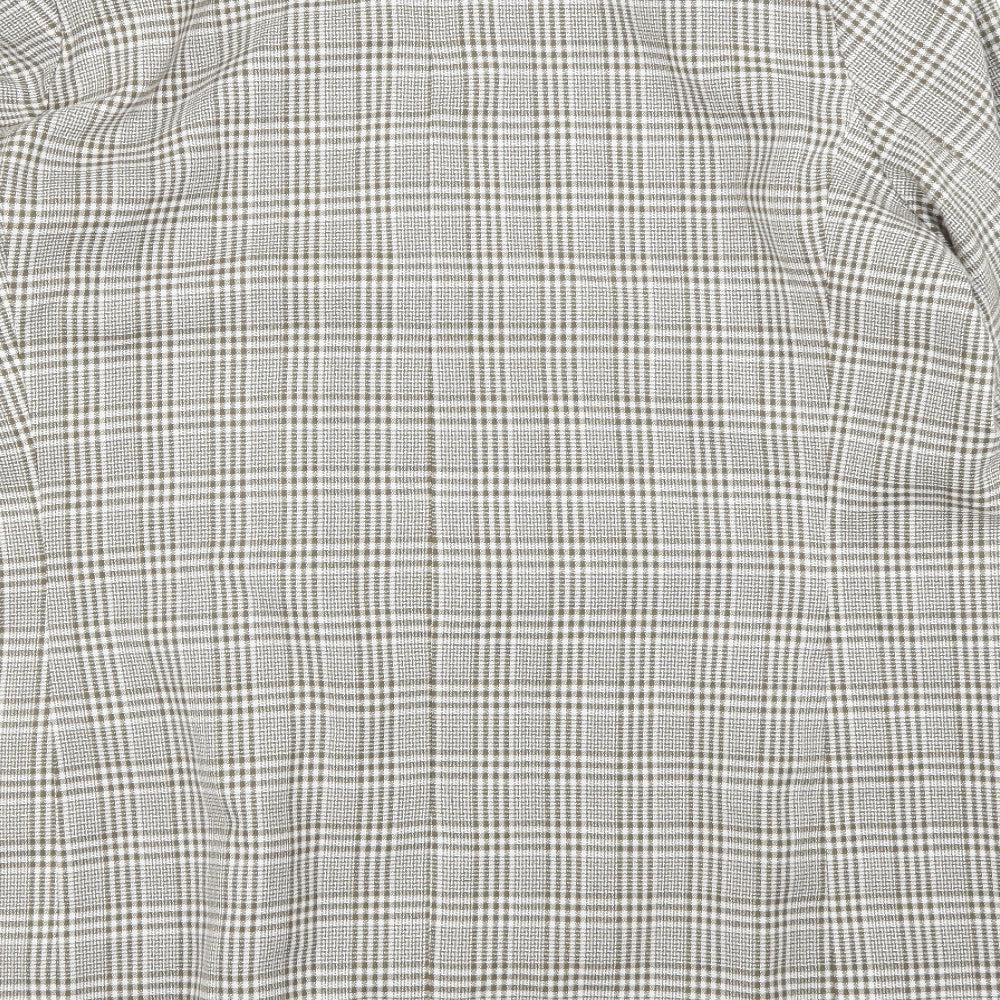 CHAD STEVENS Womens Beige Plaid Rayon Jacket Blazer Size 46