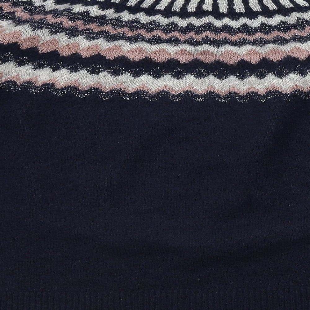 Only Womens Blue Geometric Pullover Jumper Size S