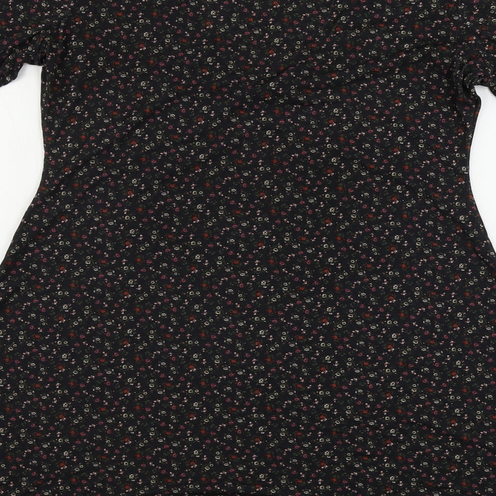 Lola Skye Womens Black Floral A-Line Size 12