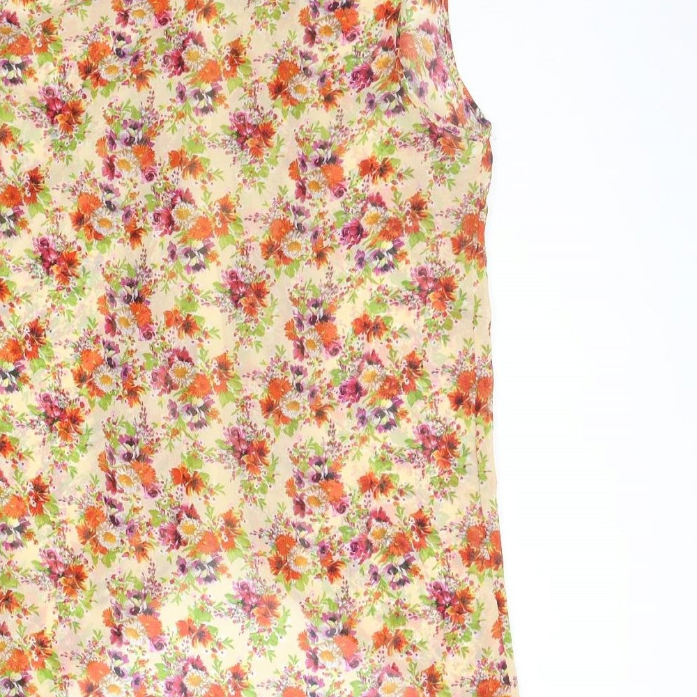 Atmosphere Womens Orange Floral Basic Button-Up Size 14