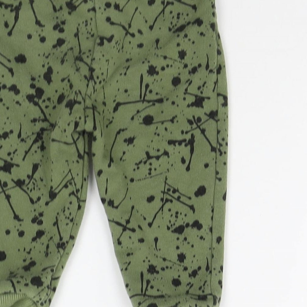 FRED & FLO Girls Green Geometric Jogger Leggings Size 6-9 Months - Elasticated Waist