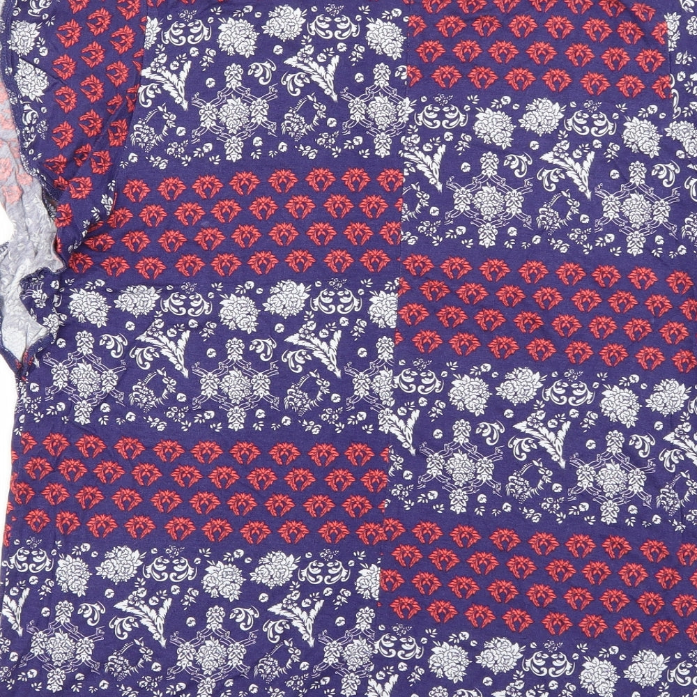 Peacocks Womens Blue Geometric Basic Button-Up Size 14