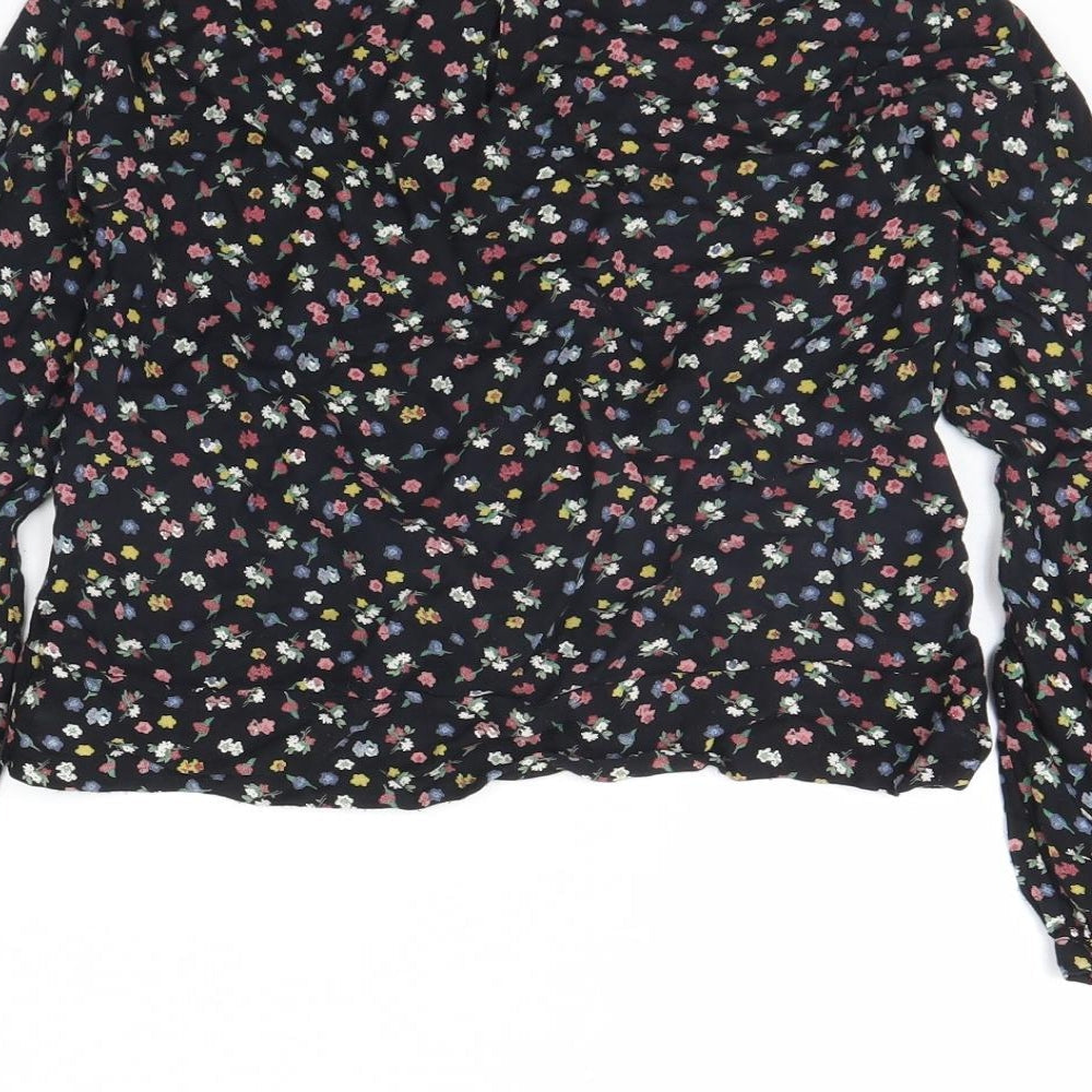 NEXT Girls Black Floral Basic Blouse Size 10 Years