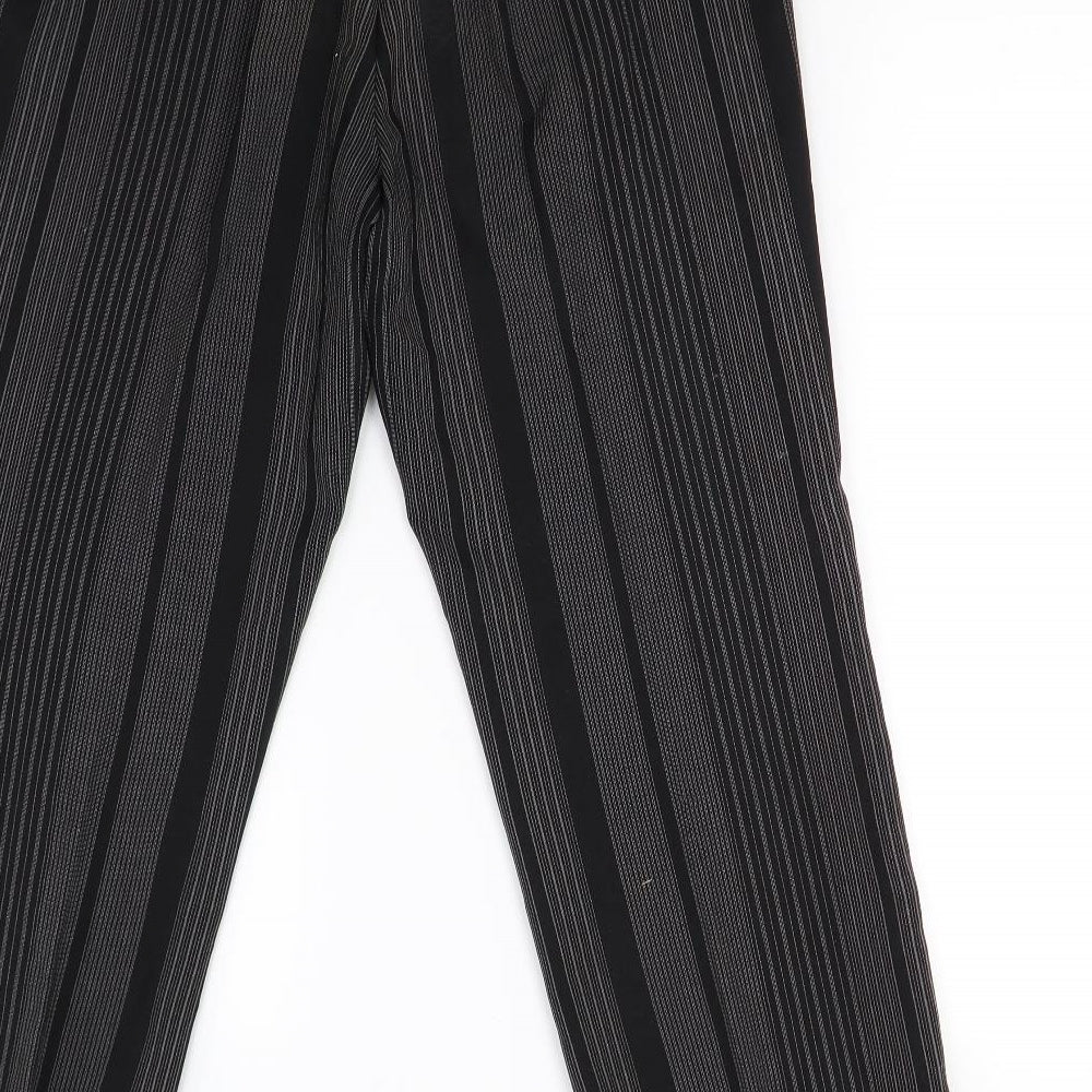 Preworn Womens Black Striped Trousers Size 14 L26 in - Short