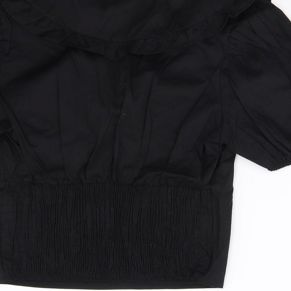 Preworn Womens Black Basic Blouse Size 8