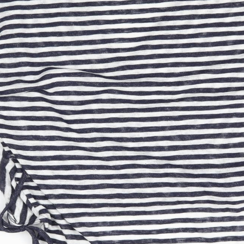 COIN 1804 Womens White Striped Basic Blouse Size M