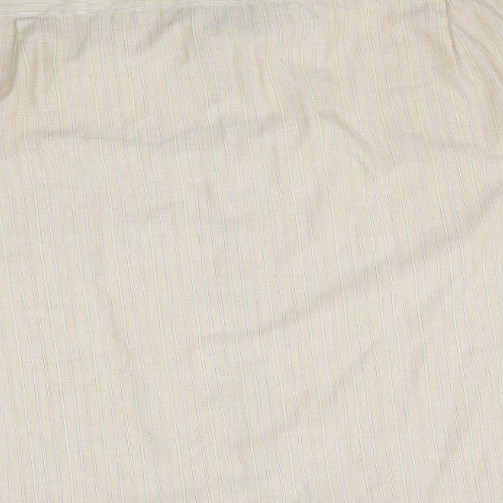 greenwoods Mens Beige Striped Dress Shirt Size 16.5