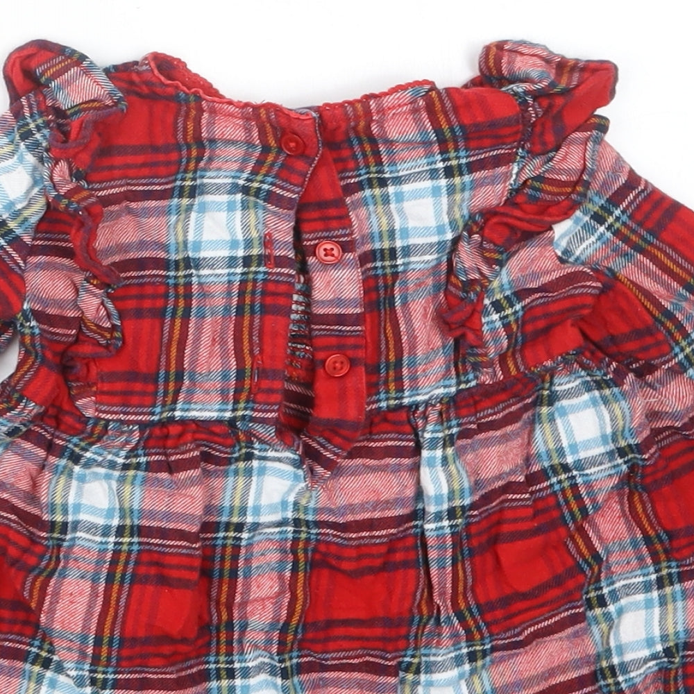 TU Girls Red Check Basic Button-Up Size 9-12 Months