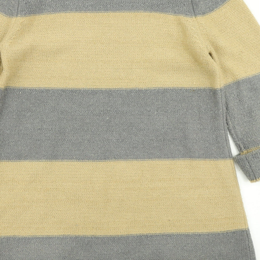 Marks & Spencer Womens Grey Striped Knit Pullover Jumper Size 10 - Longline