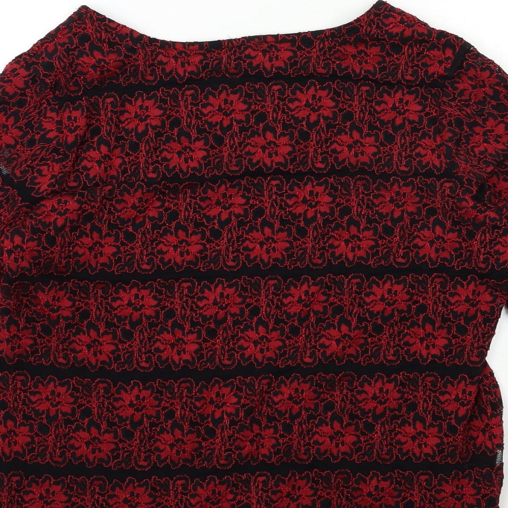 Marks and Spencer Womens Red Striped Basic Blouse Size 16