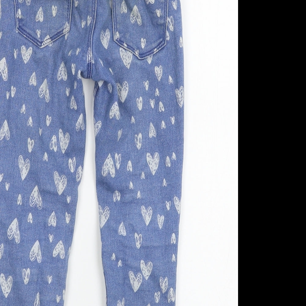 Denim & Girls Blue Geometric Denim Skinny Jeans Size 5-6 Years