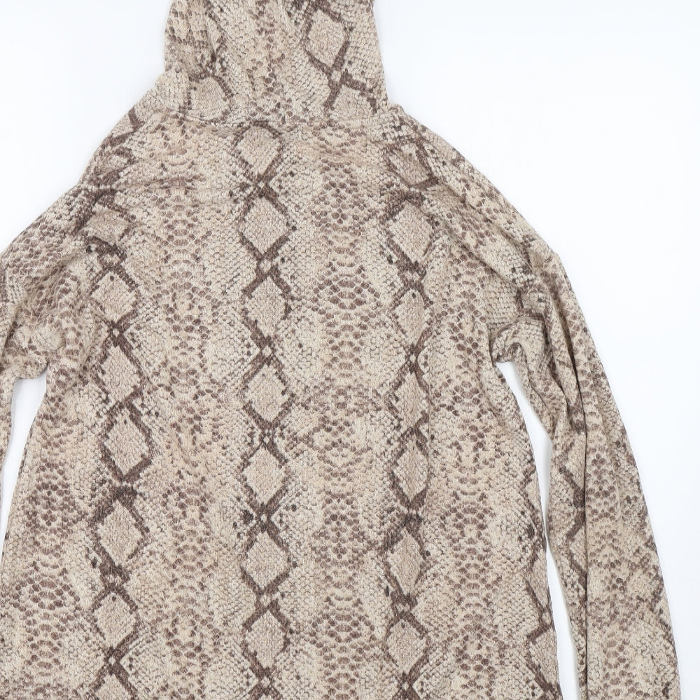 George Womens Brown Animal Print Pullover Hoodie Size S