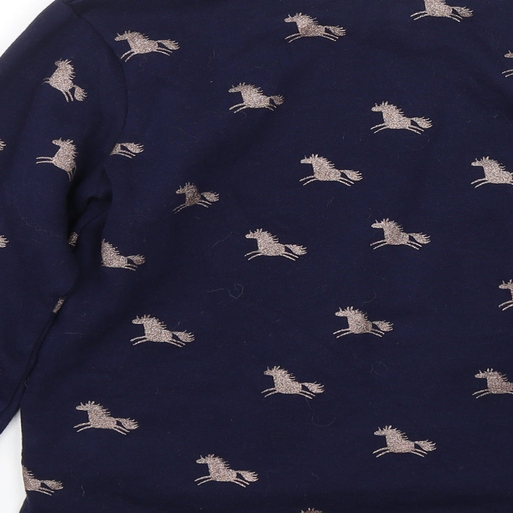 NEXT Girls Blue Animal Print Pullover Sweatshirt Size 11 Years - unicorns