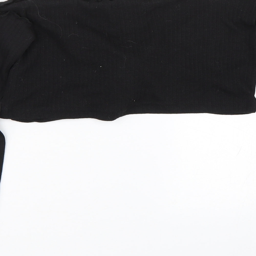 Missguided Womens Black Cropped T-Shirt Size 6