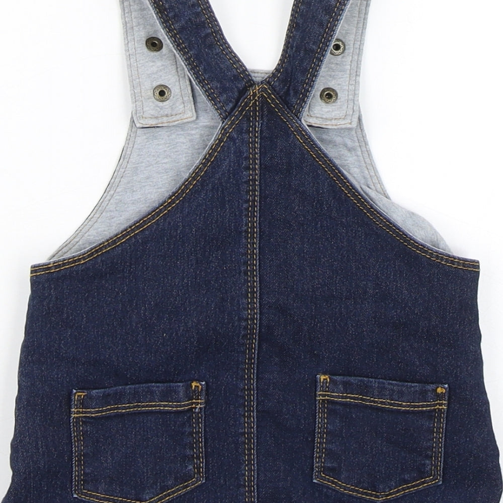 Marks & Spencer Girls Blue Denim Pinafore/Dungaree Dress Size 3-6 Months