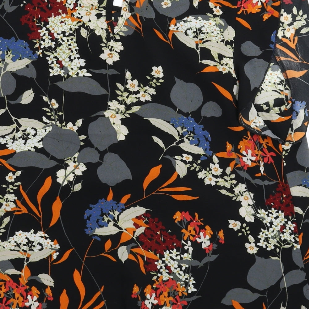 Marina Kaneva Womens Black Floral Basic Blouse Size 12