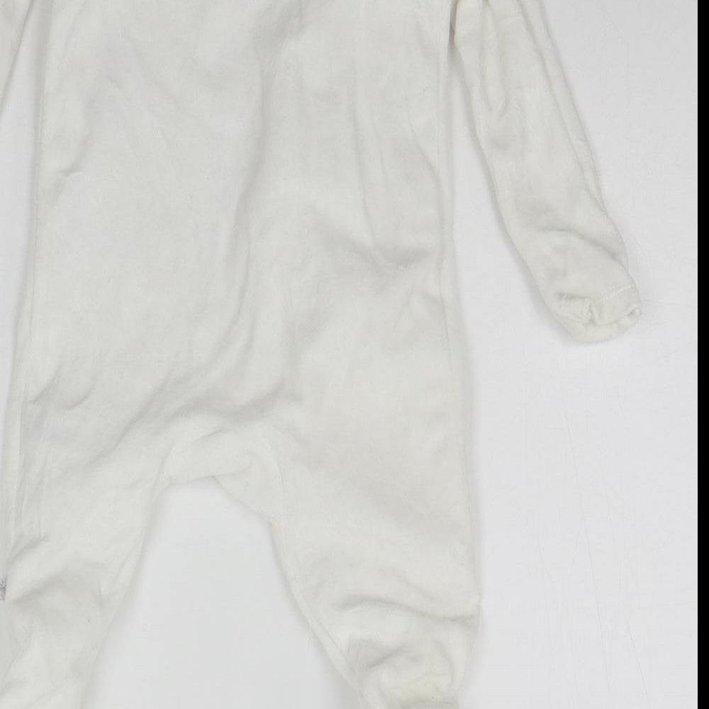 F&F Baby White Catsuit One-Piece Size 3-6 Months - details on chest