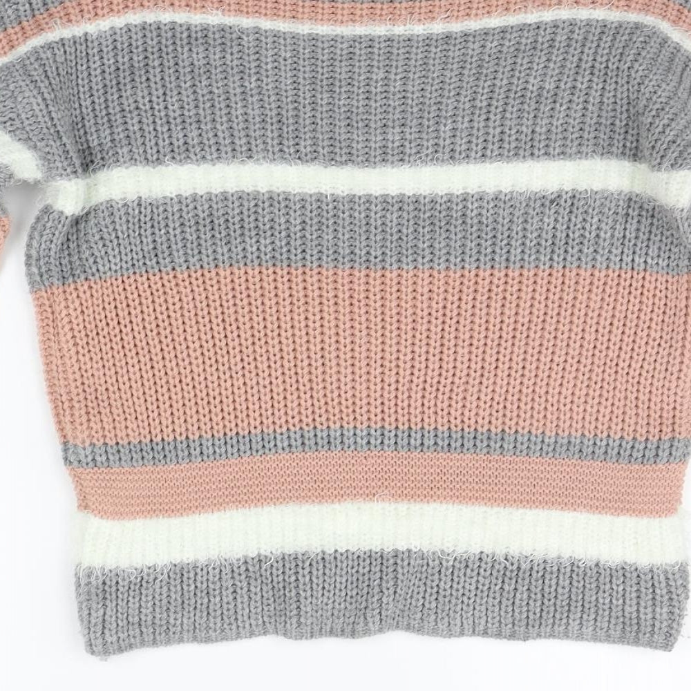 Select Womens Green Striped Pullover Jumper Size S