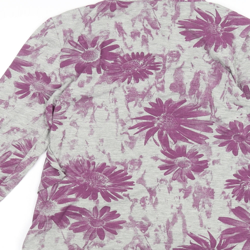 Soon Womens Grey Floral Cardigan Jumper Size 12