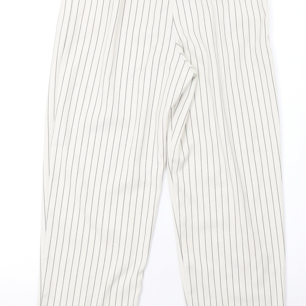 Topshop Womens White Striped Trousers Size 6 L27 in