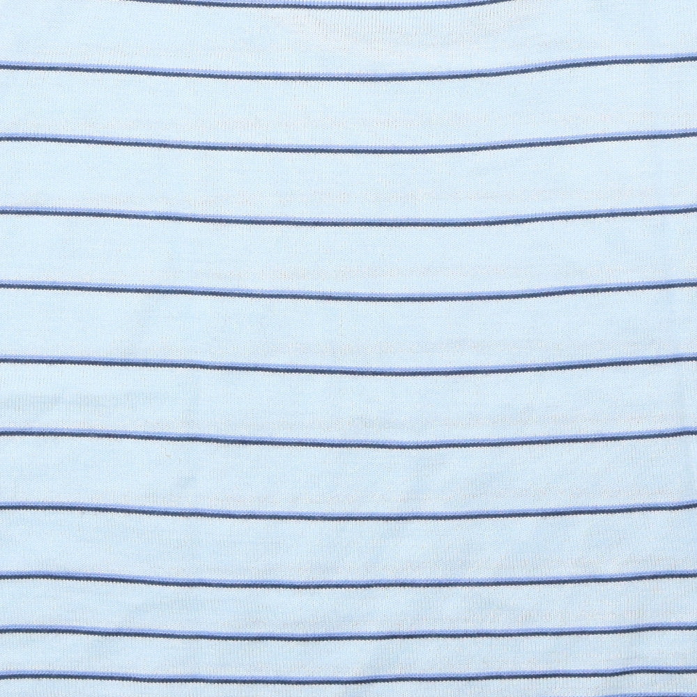 Daxon Womens Blue Striped Knit Pullover Sweatshirt Size 14
