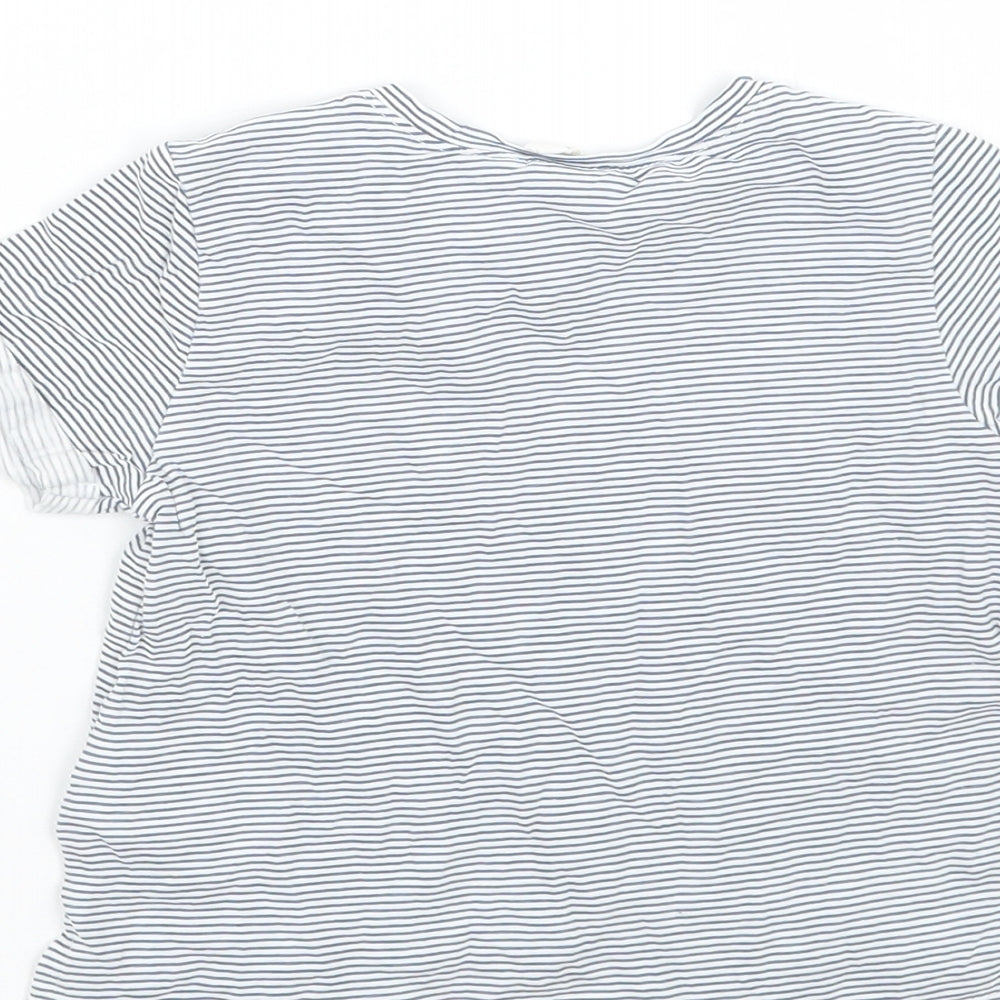 Girls White Striped Basic T-Shirt Size 6-9 Months