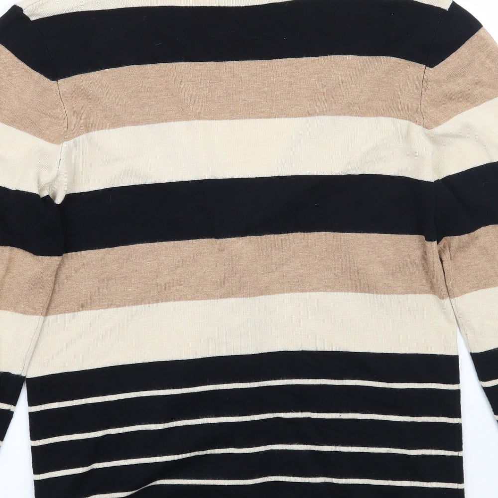 BM Womens Brown Striped Cardigan Jumper Size S