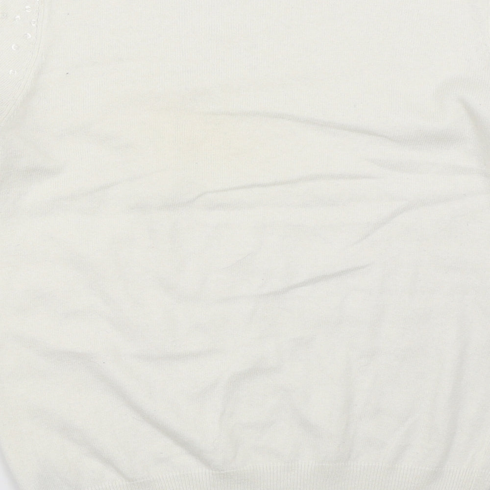 Oasis Womens White Pullover Jumper Size S