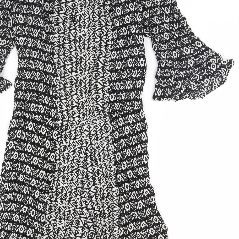 F&F Womens Black Geometric Playsuit One-Piece Size 6