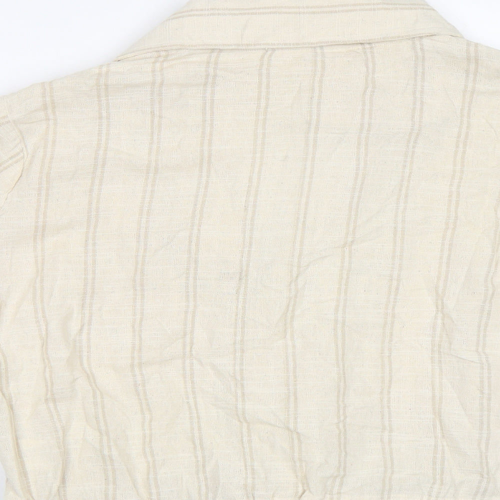 My Sunday Morning Womens Beige Striped Jacket Blazer Size M