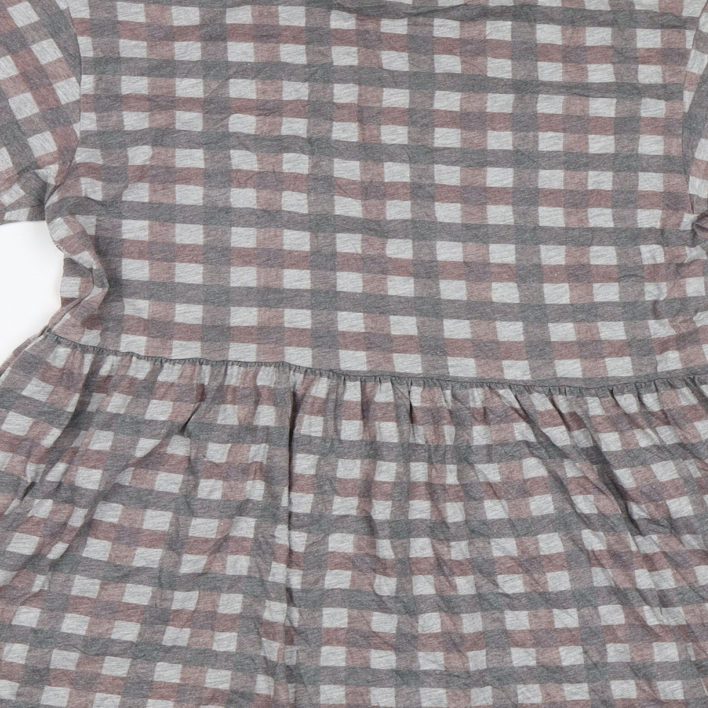 Topshop Womens Grey Check Fit & Flare Size 10