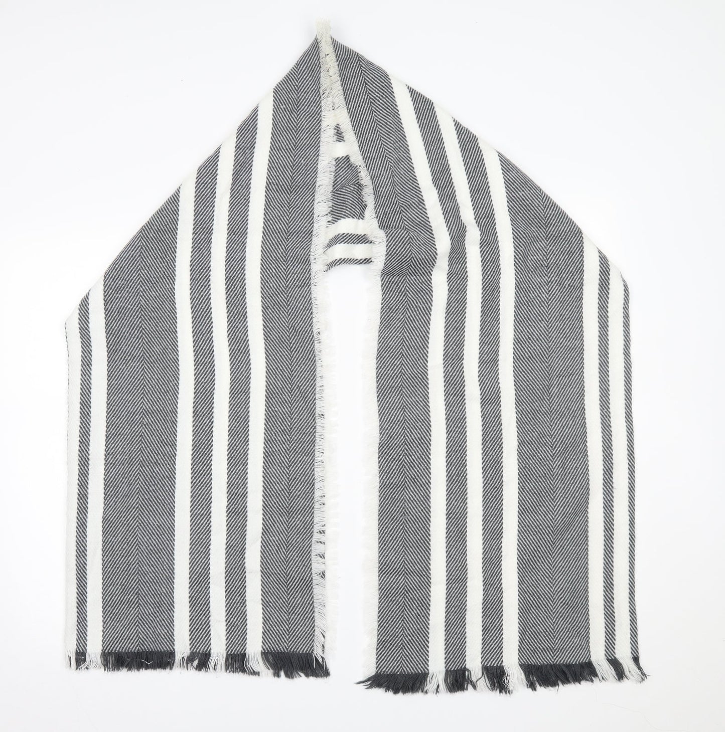 Preworn Womens Grey Striped Scarf