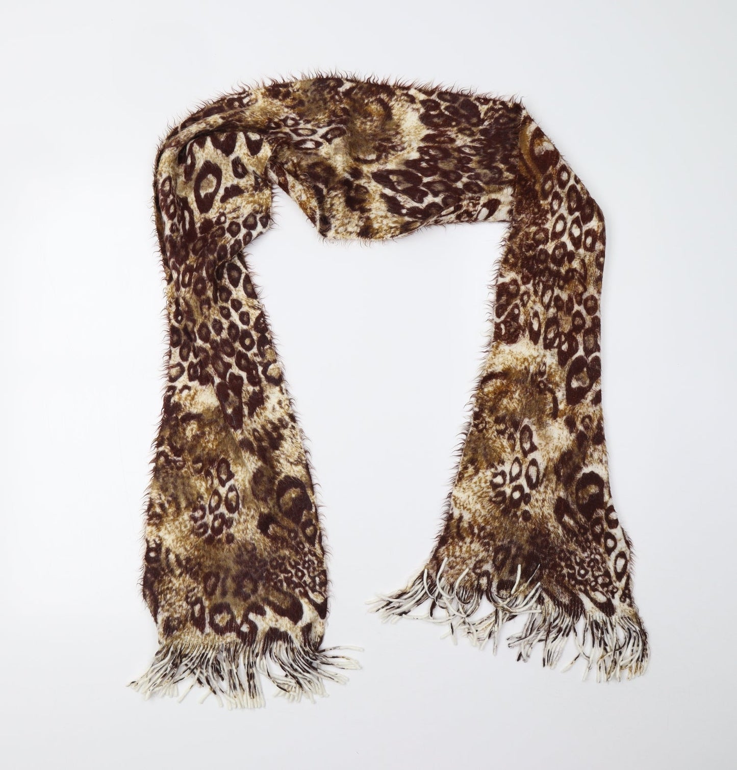 Preworn Womens Brown Animal Print Scarf