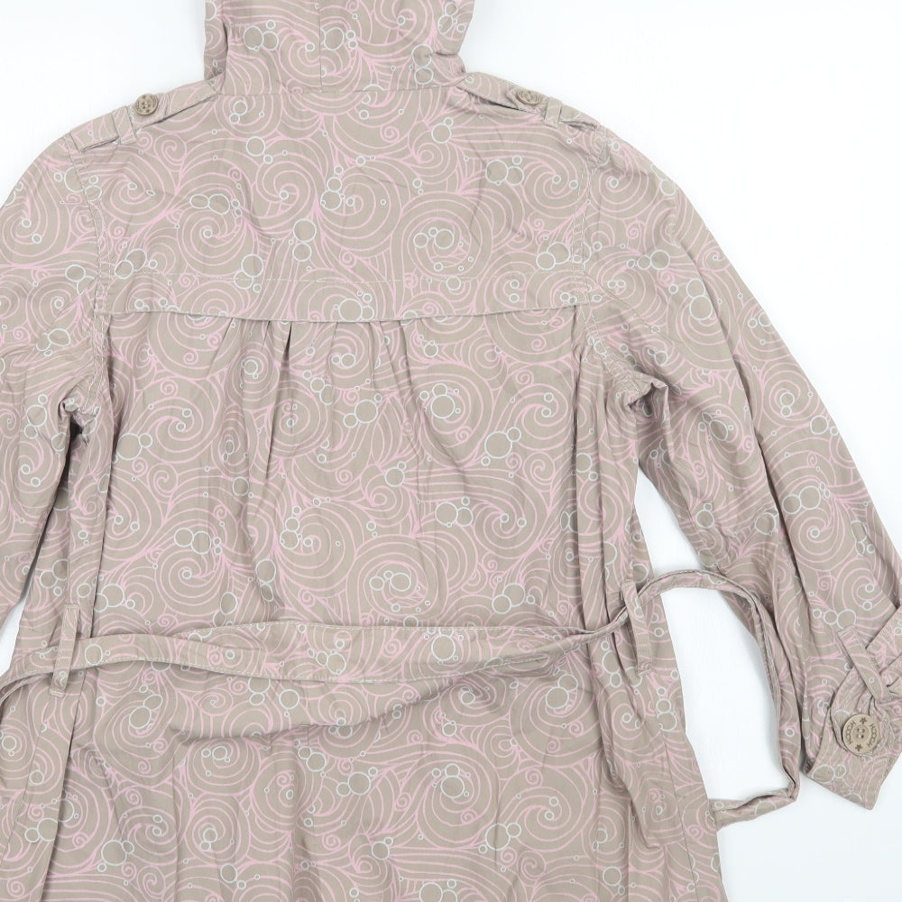 HOOCH Womens Beige Floral Overcoat Coat Size 10