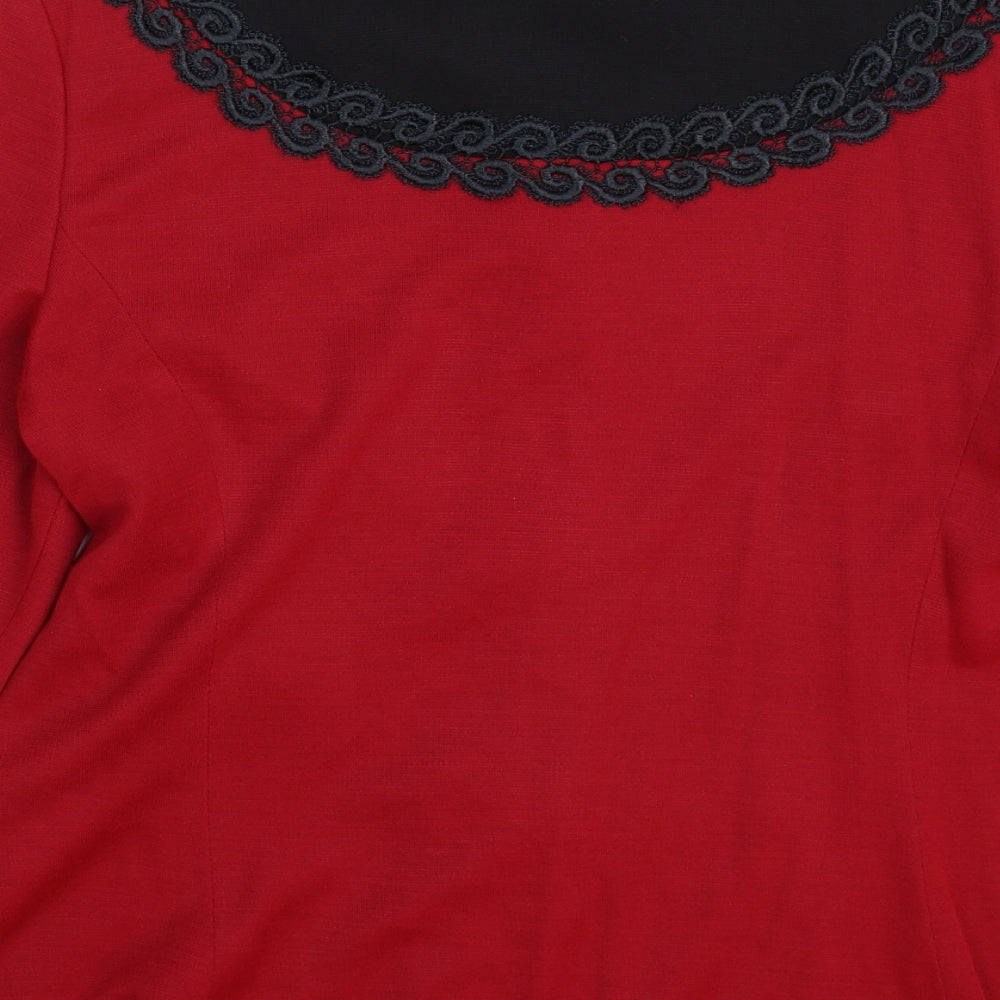Alexa Womens Red Knit Jacket Coatigan Size 18