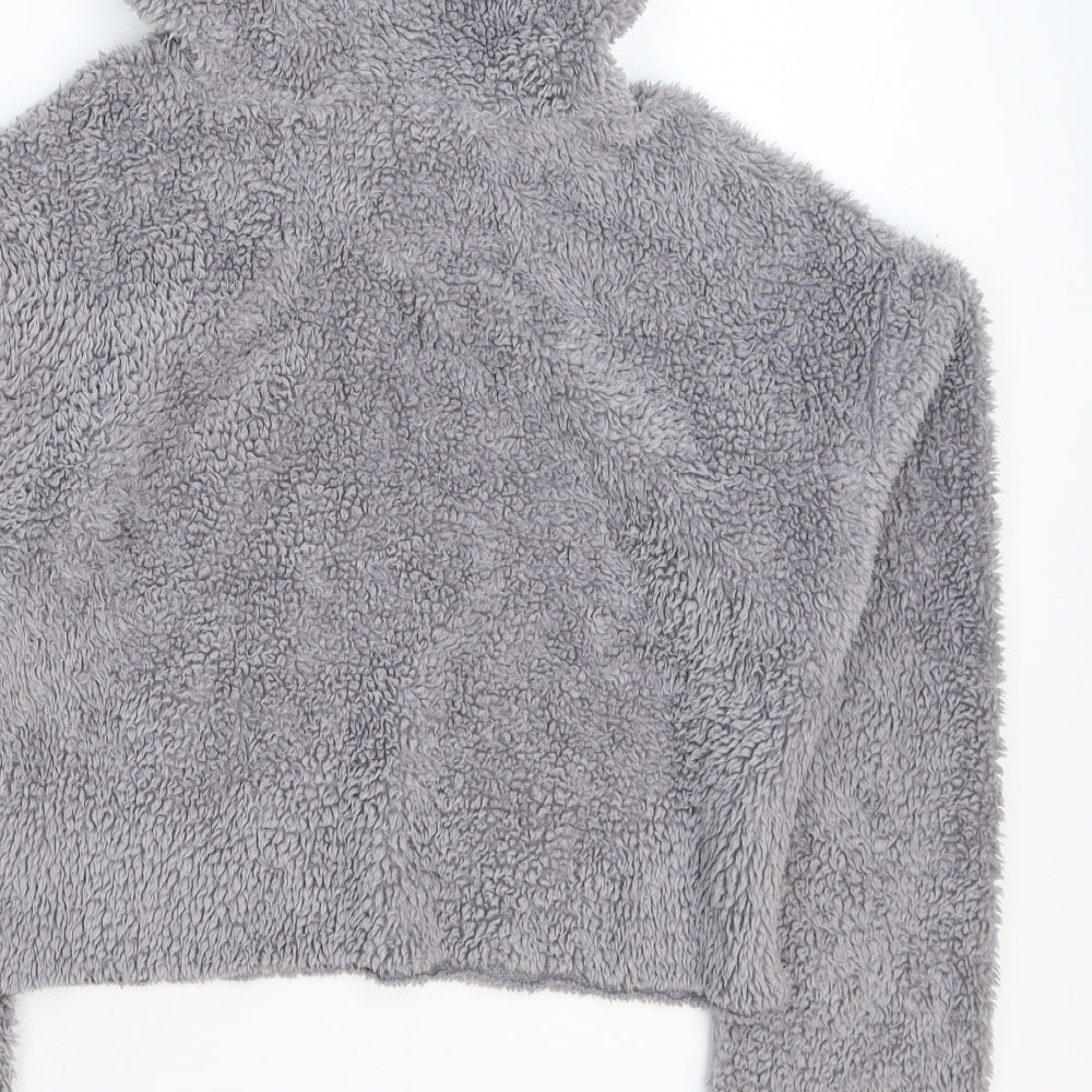 SheIn Womens Grey Fleece Pullover Hoodie Size S - Crop