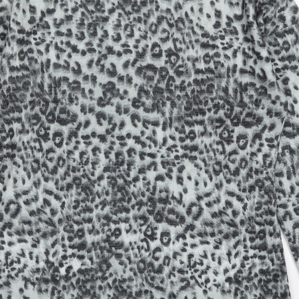 Pep&Co Womens Grey Animal Print Basic T-Shirt Size 8