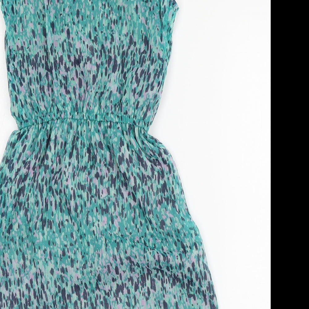 S Womens Blue Geometric Jersey Tank Dress Size XS
