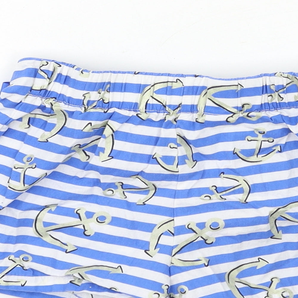 Preworn Girls Blue Striped Wrap Shorts Size 7 Years