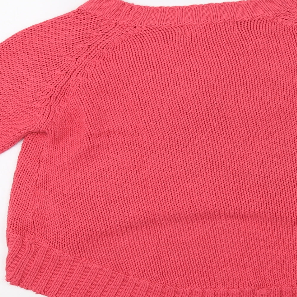 Louche Womens Pink Knit Pullover Sweatshirt Size 10 - cropped at front